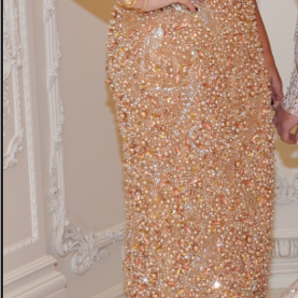 Gold Sequin Embellished Sweetheart Gown